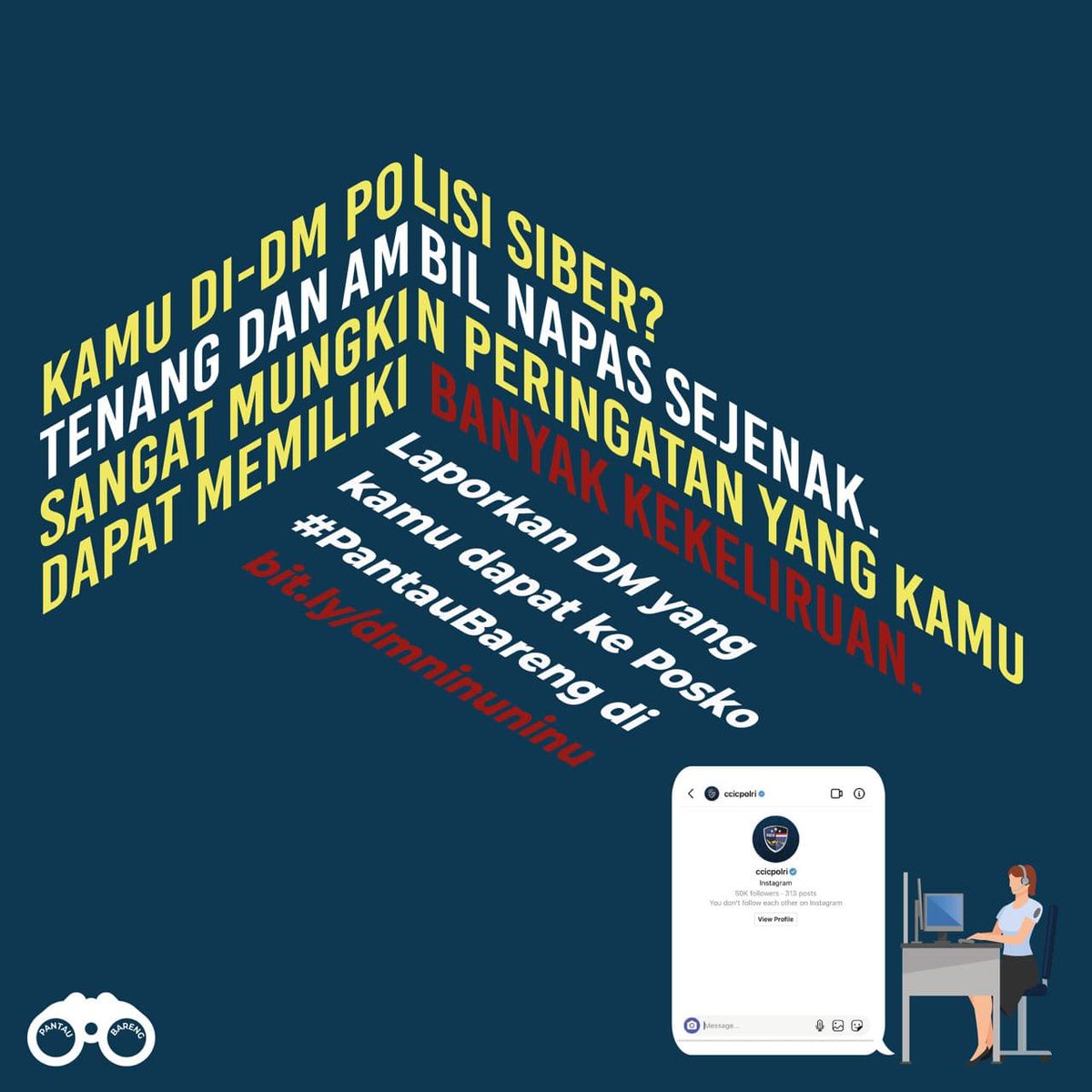 Halo Warga! Ramai soal #RevisiUUITE ternyata malah berujung jadi ninu-ninu lewat DM dari @ccicpolri dkk. Katanya DM dikirim kalau ada yg salah sama konten kita. Tapi apa benar yg di-DM itu selalu salah?, Yuk #PantauBareng DM dari mereka di bit.ly/dmninuninu

[Sebuah Utas]