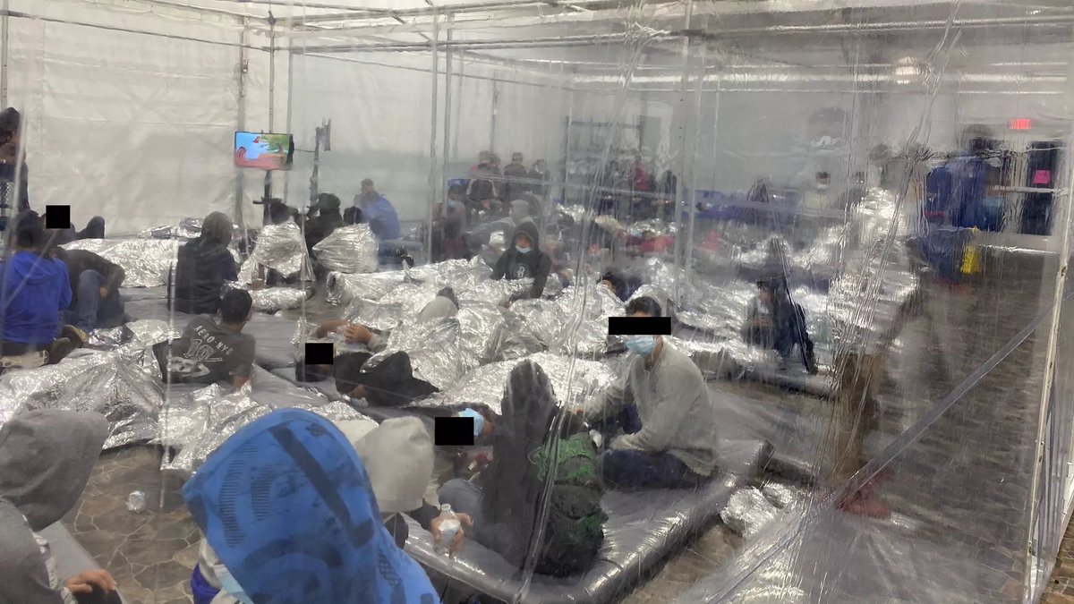 BREAKING: These photos were taken at the inside of Biden’s immigrant detention facilities in Texas. All these photos were shared with Axios by Rep. Henry Cuellar (D-Texas)