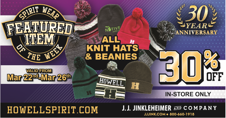 It's our 30 year anniversary!🥳
In honor of that - We're featuring a showroom item weekly.
🚨30% off of all knit hats &amp; beanies🚨
 *in-store purchase only*
We're open 9am - 530pm - Mon - Fri.
☎517.546.4345
📧info@jjjink.com
#anniversary #howellspirit #howell #michigan #sale
