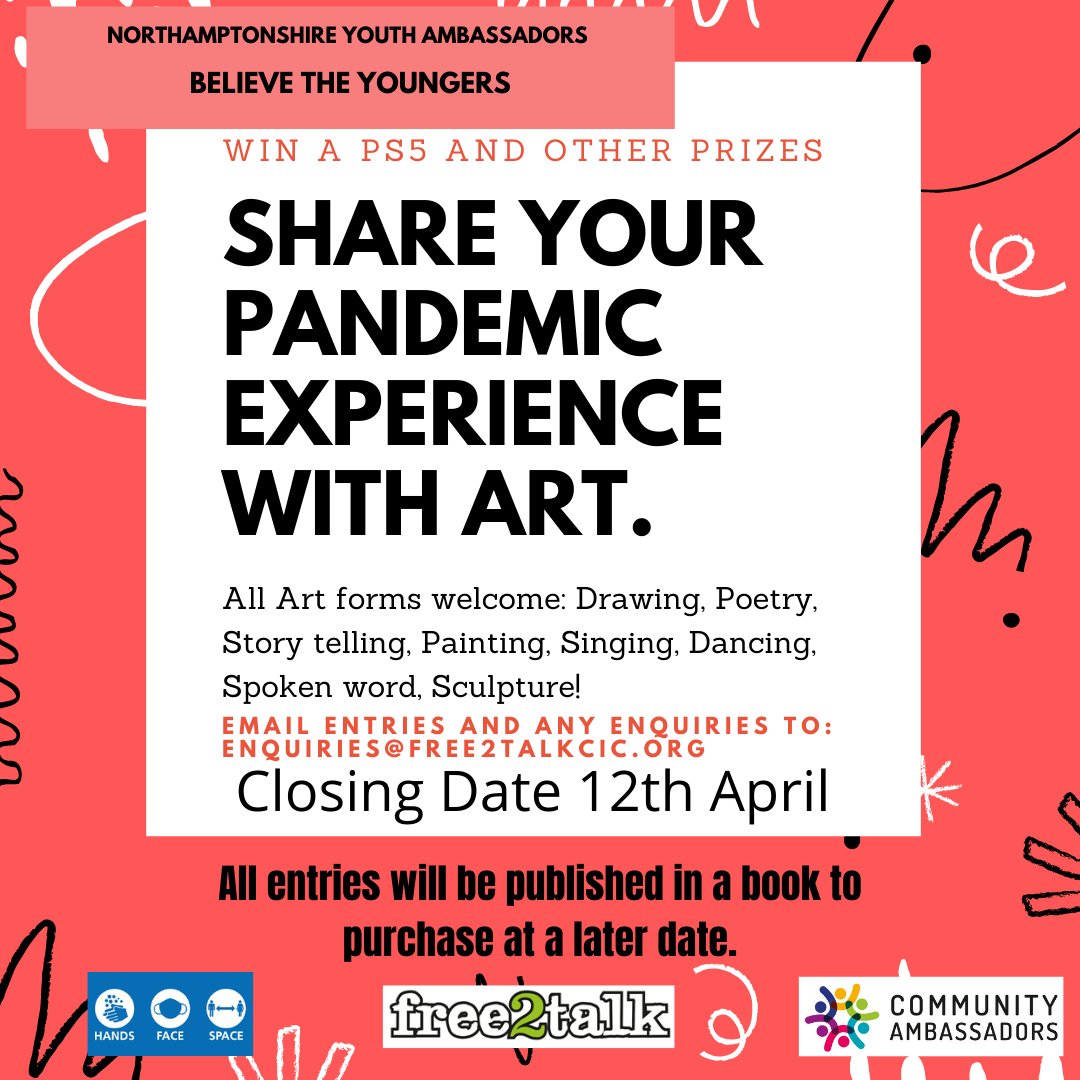 We are presently working with <a href="/Free2TalkCIC/">Free2TalkCIC</a> to engage young people in regards to #COVIDー19
You could win a PS5! 
We want young people to come forward to capture and recognise their experiences by sharing their pandemic experience! #CompetitionTime
Please share with youth groups