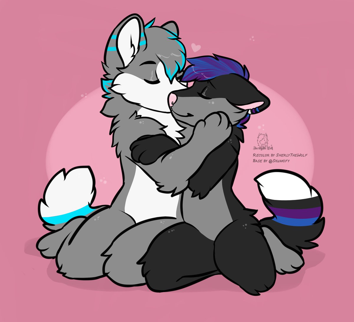 SherlyTheWolf's tweet photo. Raffle reward for @JayMcCloud5  ❤️
Aww so cute✨

🔄RT are welcome

I'm open for recolor commissions
One like this Just 6EUR
More Infos:
https://t.co/cGKuAlpM8g

Base by Skunkify
Recolor by Sherlythewolf
#skunkify #furryartwork #furry #furrycouple #furryfandom https://t.co/spT3TF59DT