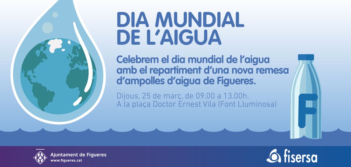 tramuntana_tv's tweet photo. #Figueres commemorarà dijous el Dia Mundial de l’Aigua amb el repartiment d’ampolles d’aigua de Figueres a la plaça de la Font Lluminosa de 9:00 a 13:00 hores. #Fisersa @ajfigueres #DiaMundialAigua https://t.co/SoxcWuoQt3