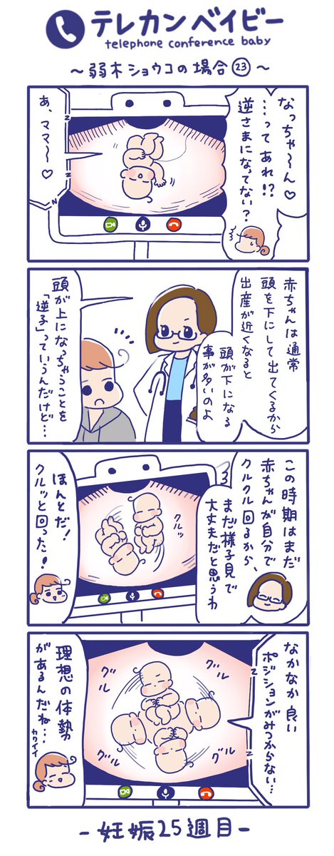 「テレカンベイビー」弱木ショウコの場合 その23
ベストなポジションを探して……?
うちの息子もお腹の中にいたとき、逆子になっていると検診の際に言われたことがありました?
「今はこの体勢がいいのねぇ~」という先生の言葉が思い出に残っています?