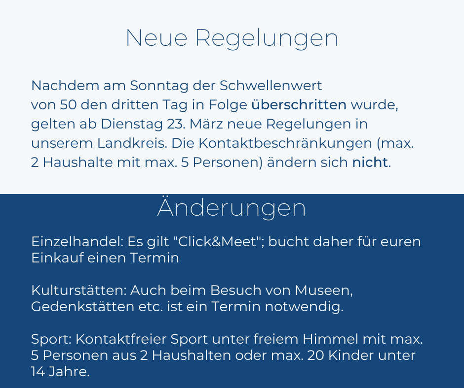 lratoelwor's tweet photo. Ab morgen gelten in unserem Landkreis folgenden Änderungen gemäß der #BayIfSMV ⬇️

Über das weitere Vorgehen ( #Ausgangssperren #lockdown ) beraten heute die #Kanzlerin und die #Ministerpräsidenten der Länder. https://t.co/r2OUz57tnl
