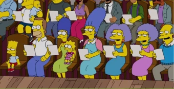 Una bola extra porque me apetece. Clancy Bouvier, azafato, fumador compulsivo, marido de Jacqueline y padre de Patty, Selma y Marge, murió aproximadamente hace seis años a causa de un cáncer de pulmón. En algún momento de la infancia de Marge, le amputaron la pierna derecha.