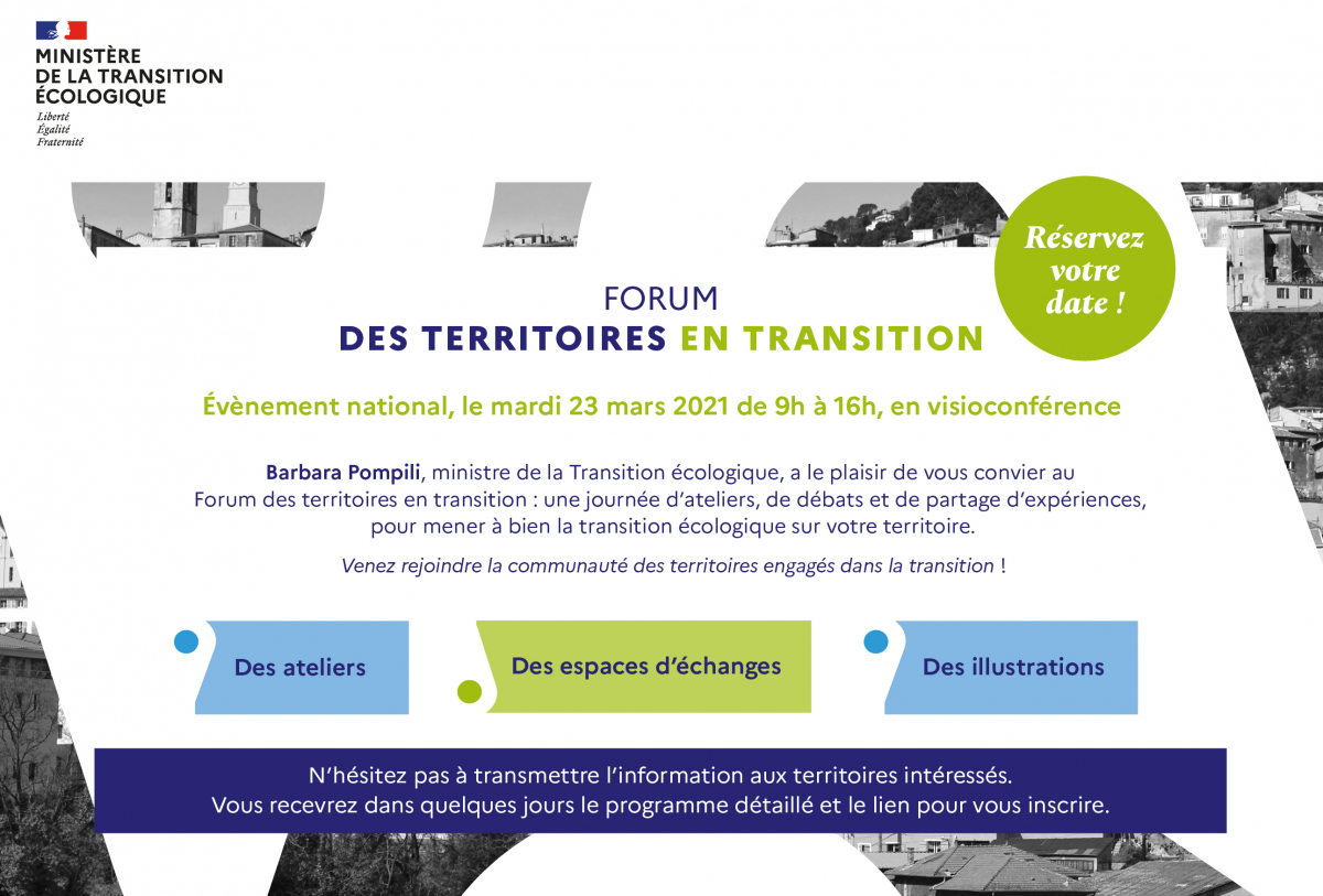 CeremaCom's tweet photo. ▶ Forum des territoires en transition le 23 mars: encourager et accompagner les territoires à s'engager dans la #transition écologique
▶ Les experts du #Cerema seront présents pour 9 mini conférences pour présenter des outils et méthodes
https://t.co/7s5jer4o2j https://t.co/lt4jqNaGmb