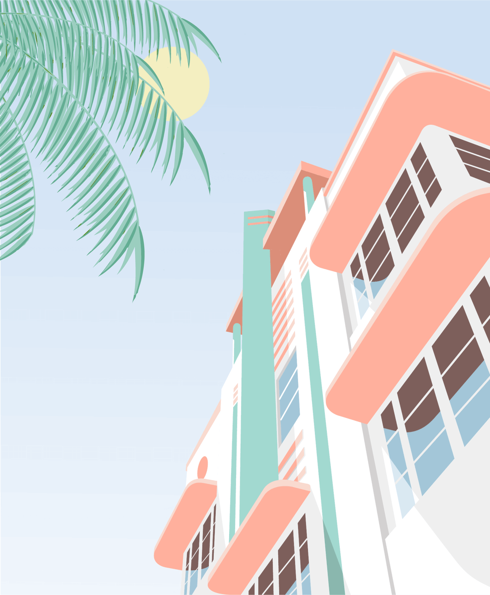 BazGrafton's tweet photo. Miami Nice 😎 #pasteldreams #miamistyle #vectorillustration https://t.co/nt47AofVig