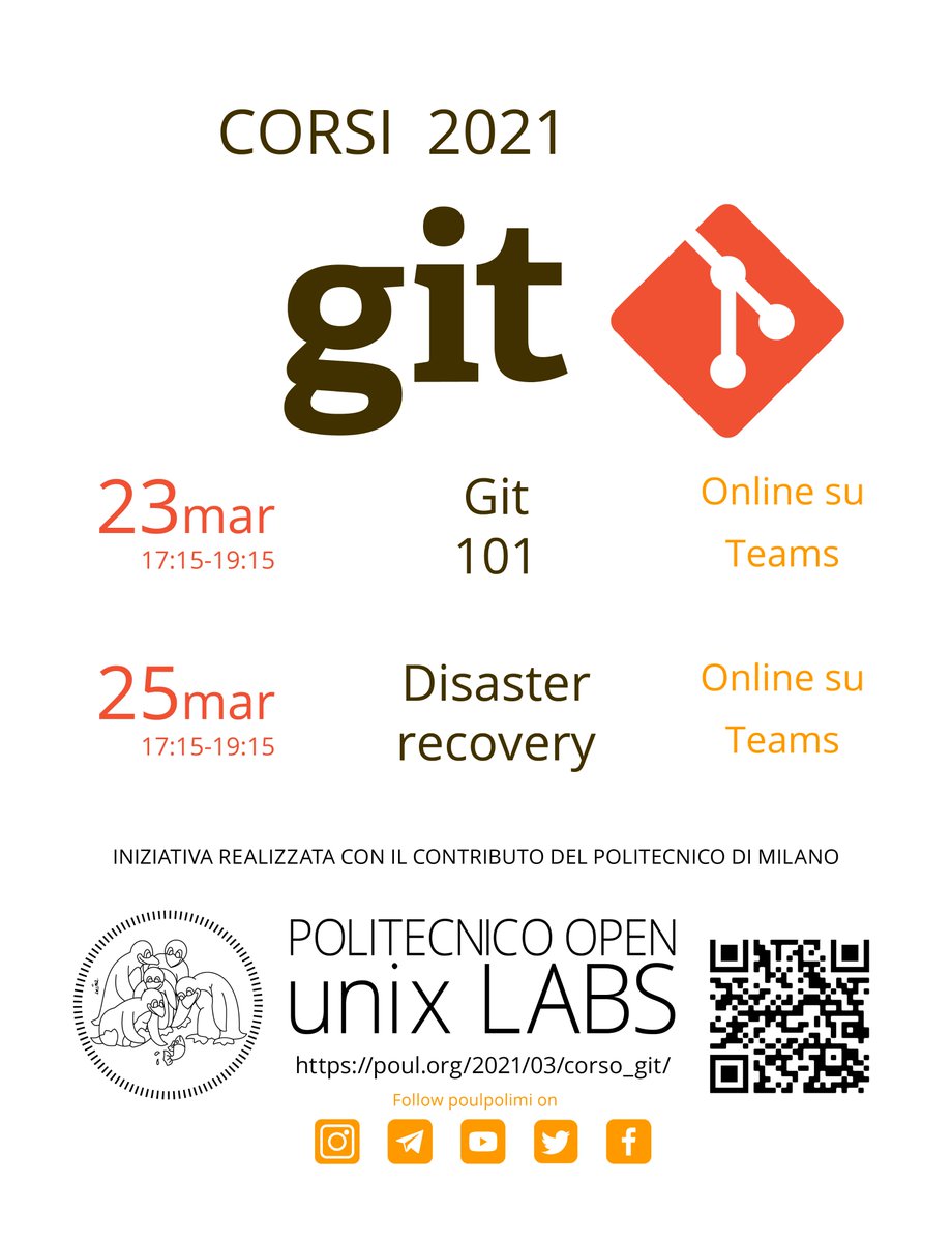 poul_polimi's tweet photo. Anche quest'anno arriva il #corso #Git del #POuL! Si terrà il 23 e il 25 dalle 17.15 alle 19.15, per partecipare trovate tutte le info qui: https://t.co/j4Dypr7gjB https://t.co/7YEJOHswAf