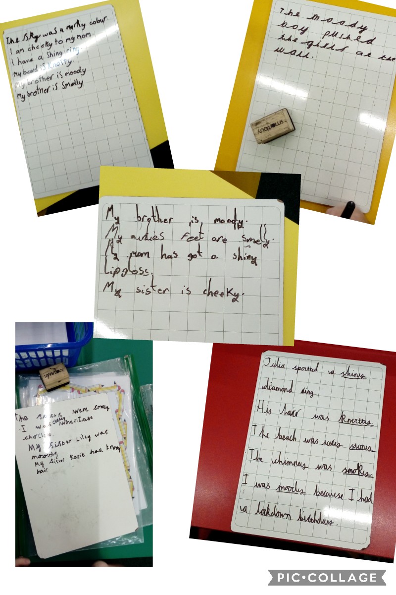Timbertreey3's tweet image. In English today, year 3 learnt to identify  and create sentences, using spelling patterns. Some interesting sentences were created by the class
