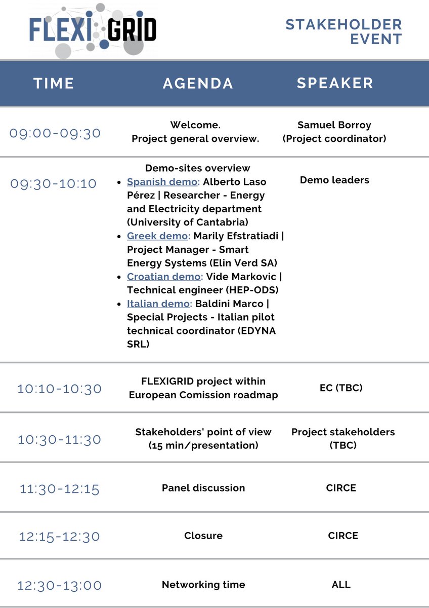 fCIRCE's tweet photo. ⌛️The #VirtualEvent of the #FLEXIGRIDproject is just around the corner!
🗓️ 26 March
🕘 9 a.m. to 1 p.m.
🗣️ Conference room
🤝 Networking space
Don't miss it!
🔜Register here (mandatory): https://t.co/cy6LZTAf1h
📸See an example of the #VirtualSpaces and the provisional agenda⤵️ https://t.co/ZGTVGC8kc6