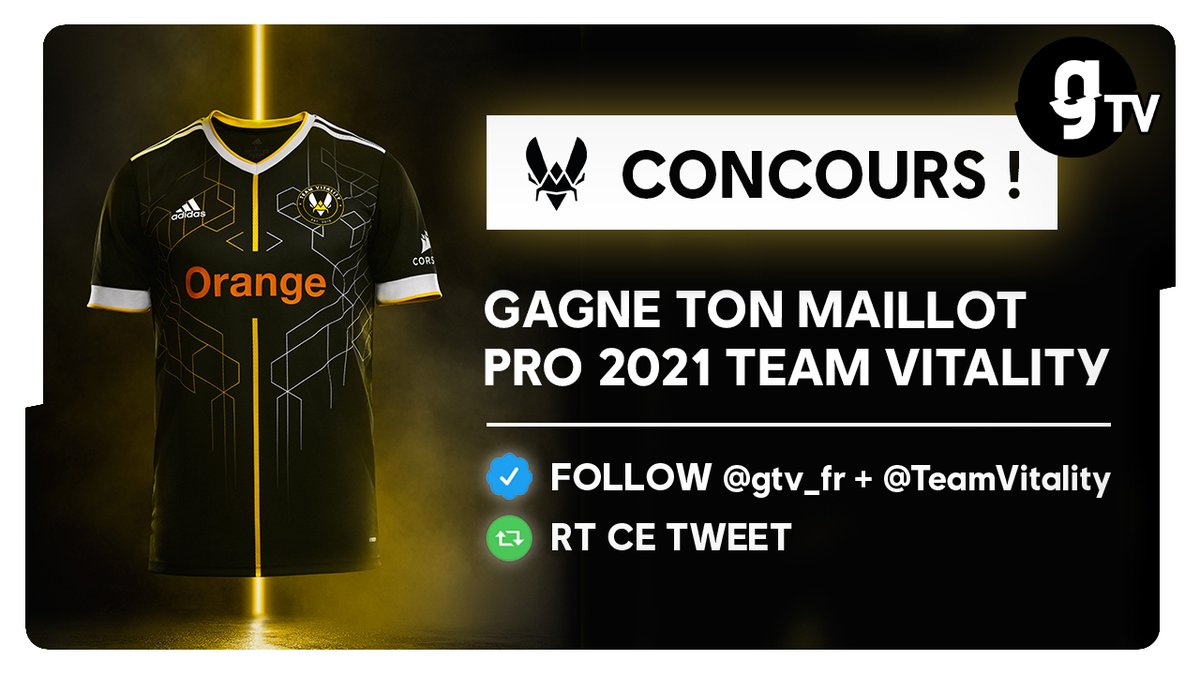 gtv_fr's tweet photo. 🎁JEUX CONCOURS🎁
 
gTV et Team Vitality vous font gagner deux exemplaires de leur tout nouveau Maillot Pro 2021 !
 
Pour tenter de gagner un de ces jerseys flambant neuf  :
- Follow @TeamVitality et @gtv_fr !
- RT ce post !
 
Bonne chance à tous !
 
TAS le 29/03 https://t.co/cjNtayEkn1