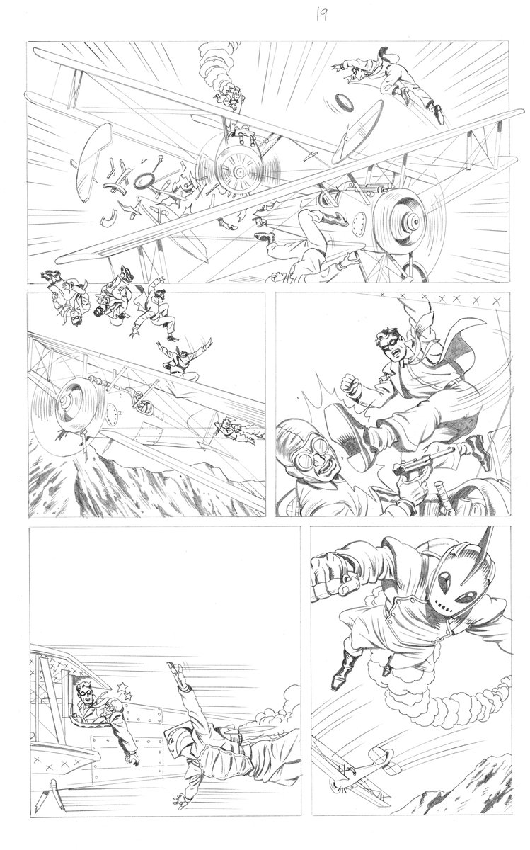 LostonWallace's tweet photo. A few more pencils from The Rocketeer &amp; The Spirit: Pulp Friction.
#idwpublishing #dccomics #Rocketeer https://t.co/wXDMZzM2Aw