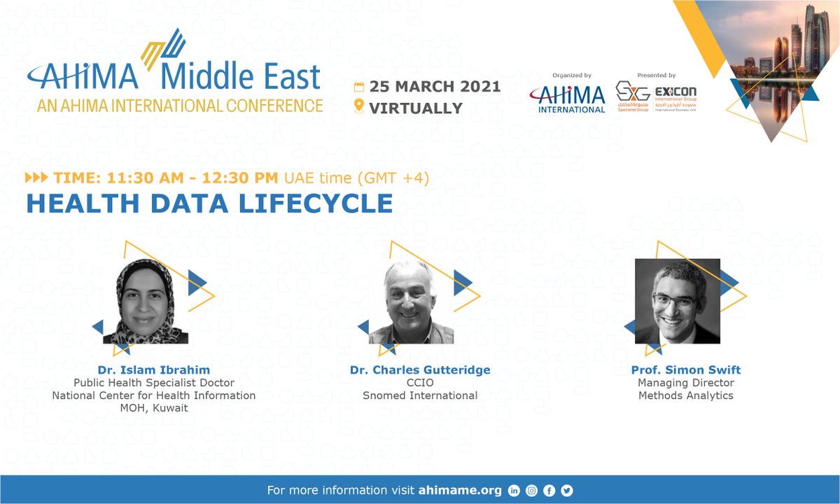 AHIMAInt's tweet photo. Health Data Lifecycle - Session at AHIMA Middle East #ahimame
Register now: https://t.co/ji9wR6hEjC
Discussing the importance of high quality clinical documentation &amp; its impact on the quality of data reported to both internal &amp; external sources.
#HealthData #HealthInformation https://t.co/rtxGf7Rbsf