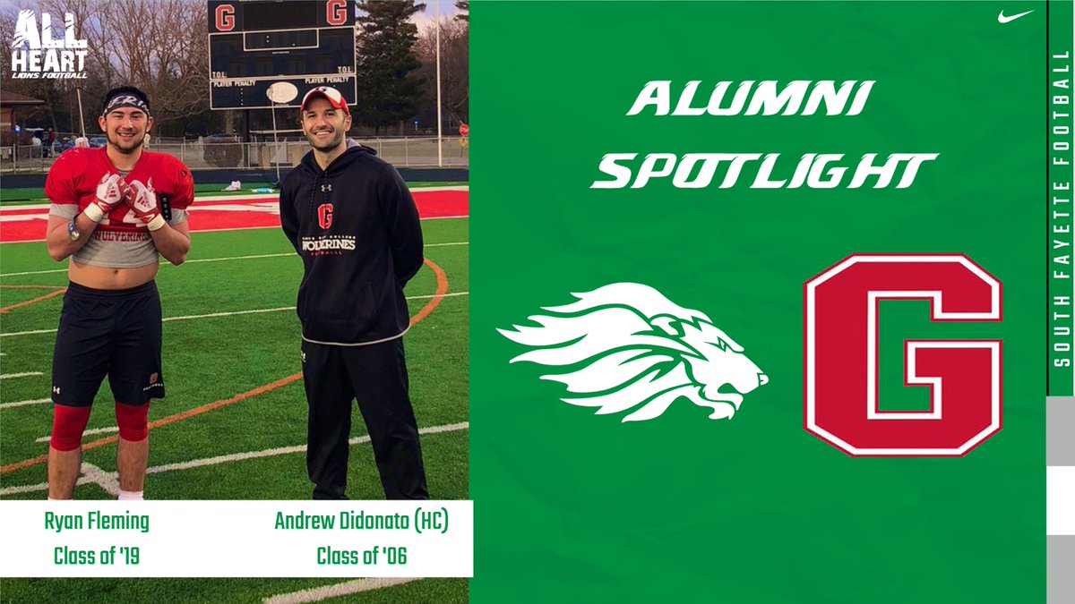 coachjoerossi's tweet photo. “Alumni Spotlight” features a Head Coach and Player who helped @GCC_FB start 1-0 this spring. @rafleming29 had 7 tackles, 2 tfl’s and sack in the win. @CoachDiDonato has turned the  GCC program into a top PAC school. Good luck the rest of the way! 
🧱 by 🧱 
#ForeverGreen🟢⚪️ https://t.co/sbHvE18U4f