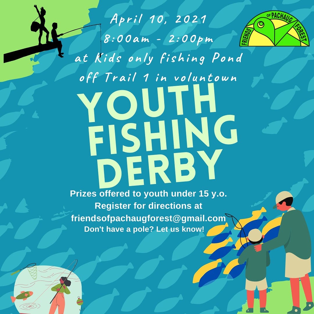 🌲🐻

Youth Fishing Derby 🎣

At the kids only fishing pond off trail 1 in Voluntown.

Prizes offered to youths under 15 years old. 🏆

🌲🐻

Register here: 

friendsofpachaugforest.org/camp-info

Or email:

friendsofpachaugforest@gmail.com

🌲🐻

#fopf #ctforestandparks