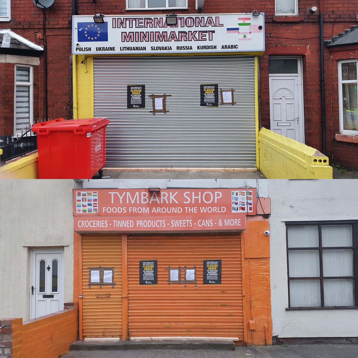 These two shops in Warrington and a flat above one of them have been closed for three months. It is the result of an operation to tackle anti-social behaviour that was having a substantial detrimental effect on the quality of life of local residents. (1/2)