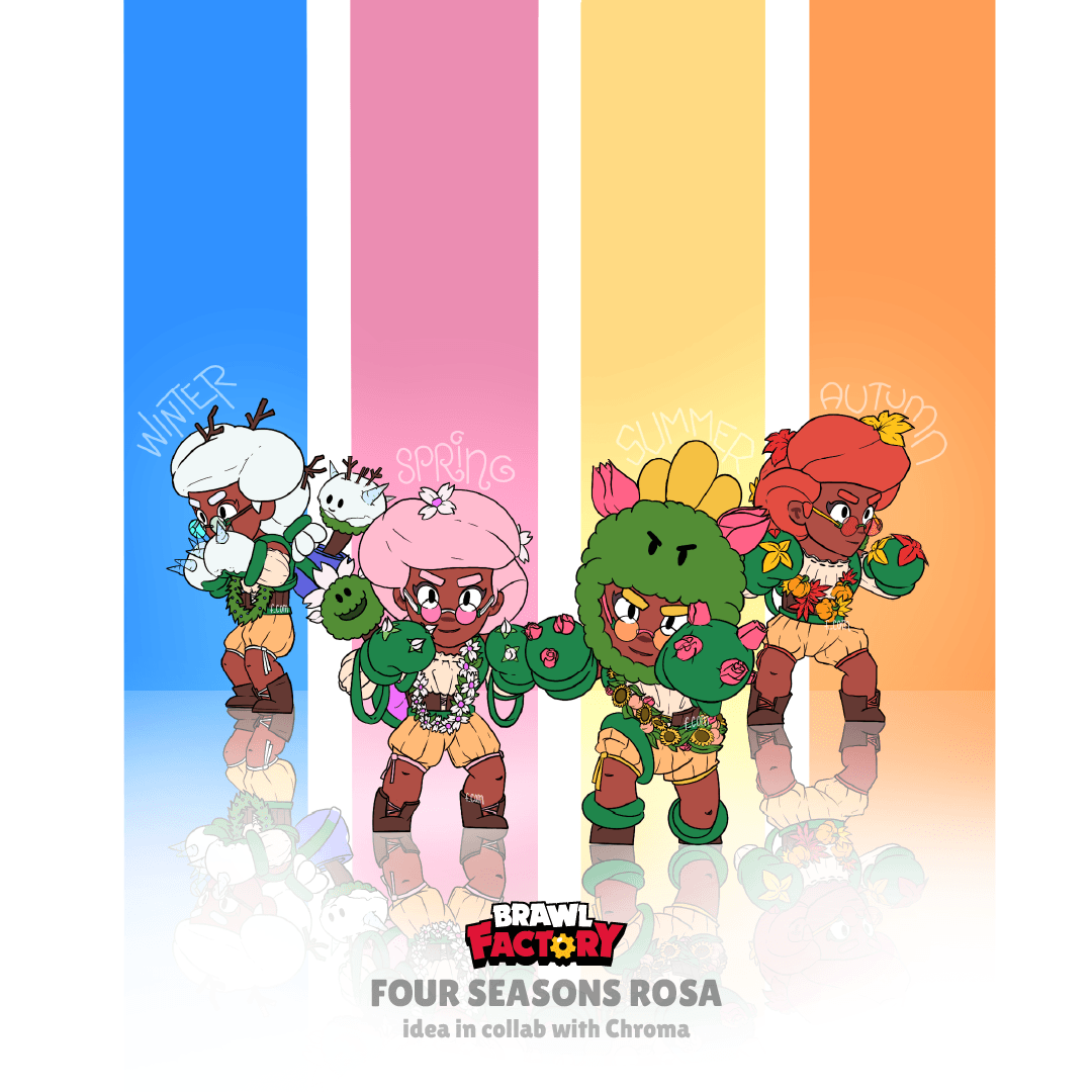 F Com A Twitter Skin Concept Four Season Rosa A Dynamic Skin That Changes With The Seasons To Celebrate Spring Pawchaw Will We See Other Dynamic Skins Like Mask Spike In Brawl - rosa de brawl stars