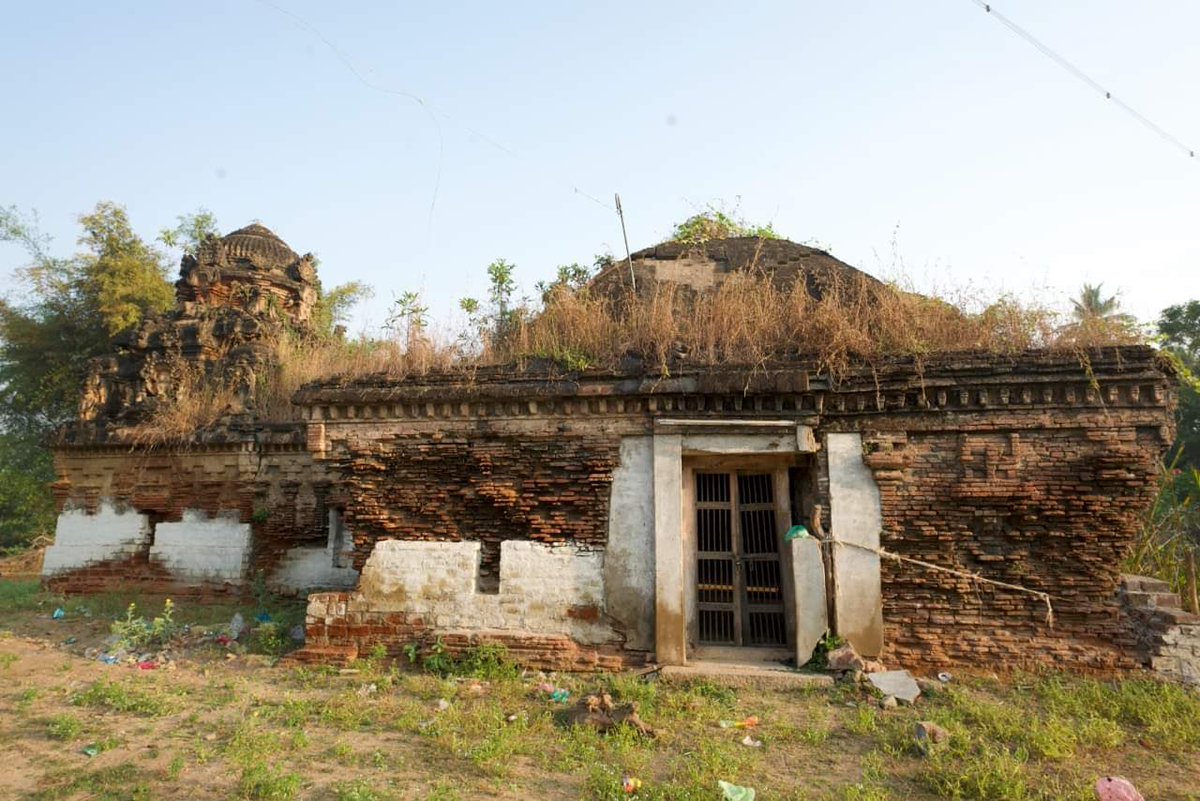 Tlinexil's tweet photo. Sri Brahmagnanapureeswarar Temple was built over a thousand years ago during the reign of Kulothunga Chola III in Kumbakonam.

The pictures show the present state of the temple with crumbled rooftops, broken idols, filled with thorny bushes that make it impossible to go inside it https://t.co/9jtH0s9yIC