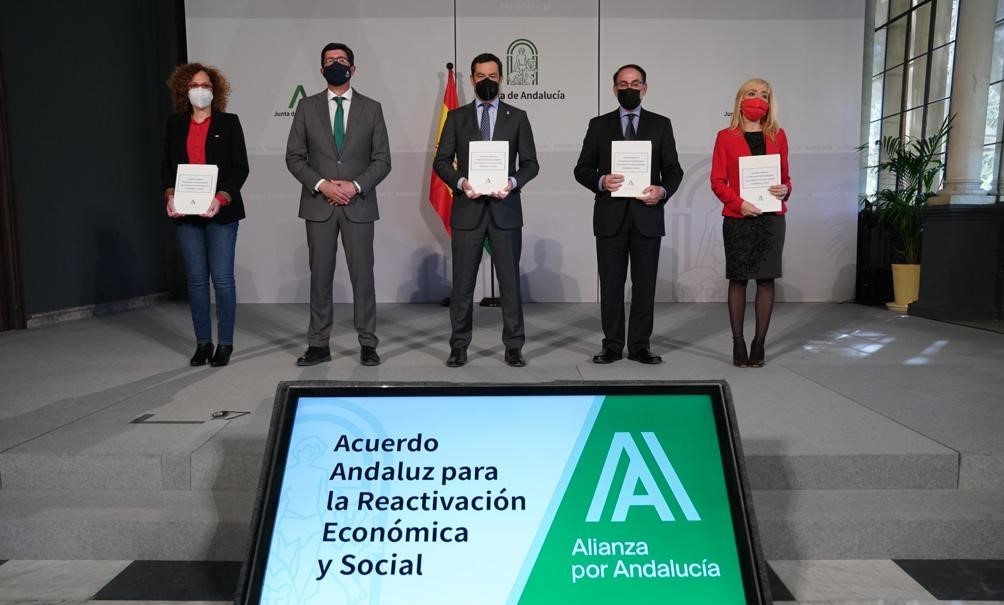 Activamos el mayor Plan de ayudas directas aprobado por una comunidad autónoma: 732 M€ para apoyar al tejido productivo y salvar el mayor empleo posible. Y lo hacemos con el respaldo y el consenso de los agentes sociales, fortaleciendo la #AlianzaPorAndalucía.