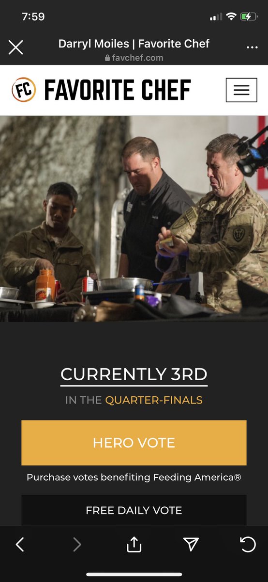 In the quarterfinals, donations help provide meals <a href="/FeedingAmerica/">Feeding America</a> please help support me and vote vote vote!!! favchef.com/2021/darryl-mo…