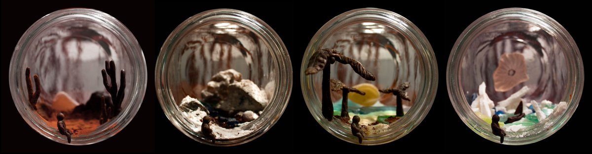 AprilFowlow's tweet photo. This work is called #Daydream. To sit at the edge of different worlds is always possible if I have a glass jar and some props to put inside. I hope to add one more... outer space. #dearMoonCrew #dearmoon #yousuck2020 #space #environment #nature #spacetravel #starship #spacewindow https://t.co/onSpn8yqxx