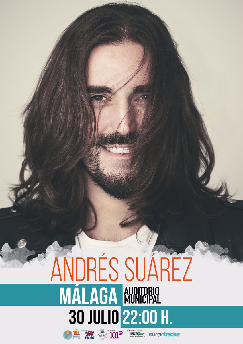 🎫 Ya están a la venta las entradas para el concierto de 🎸Andrés Suárez en Málaga

📅 30 de Julio 
🏟️ Auditorio Municipal 
🎟️ Venta de entradas en Surentradas.com  Enlace directo 👉bit.ly/3tMHuNJ

#VuelvelaMúsica
#LaMúsicaEsSegura
#101MusicFestival