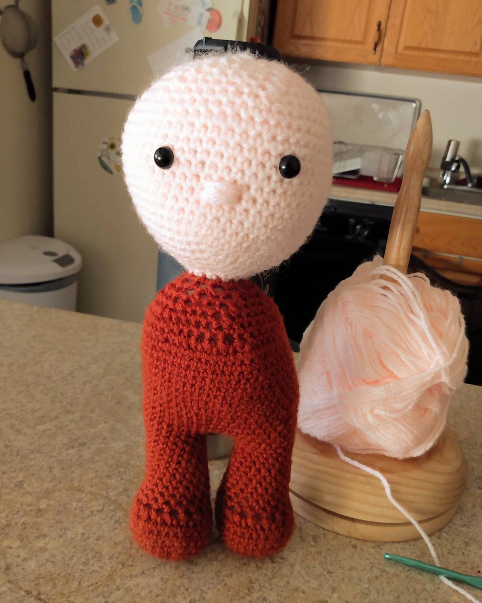 BearCraft88's tweet photo. Progress on the second lost boy, found in Neverland. A boy dressed in a bear costume. 

#crochet #crocheted #lostboy #amigurumi #neverland #boy #bear #bearcostume #doll https://t.co/SVctkuTVee