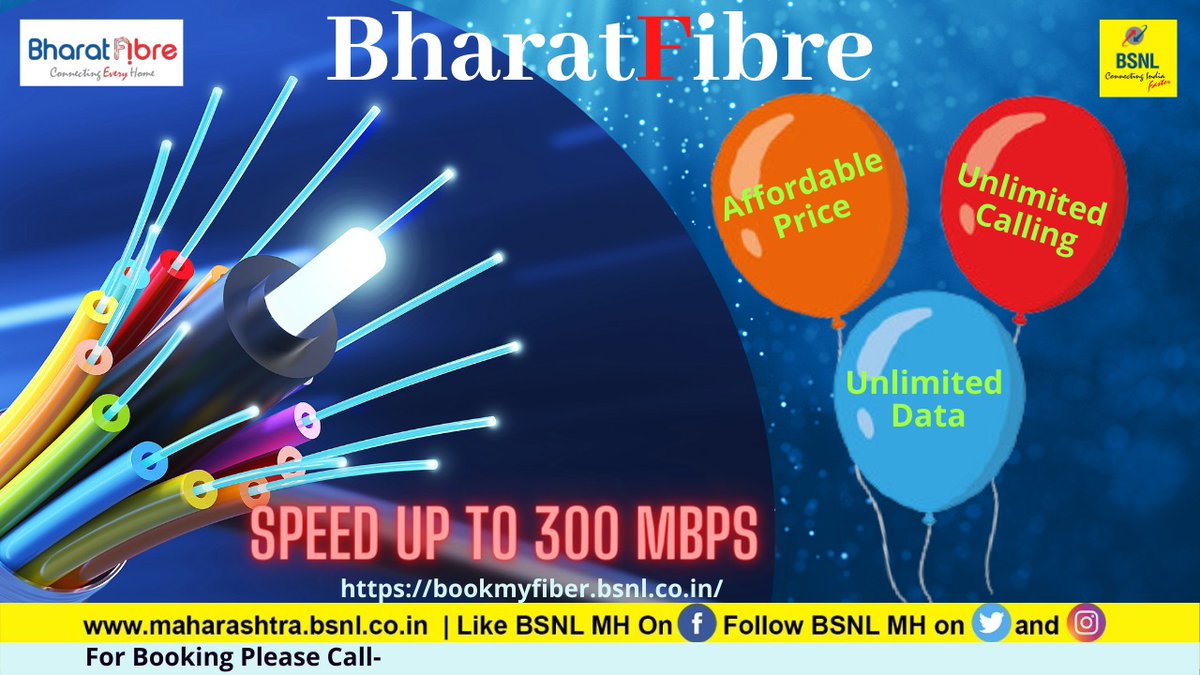 Bharat Fibre a best product of BSNL which provides unlimited calling, unlimited data at affordable price #BSNL #FTTHservices