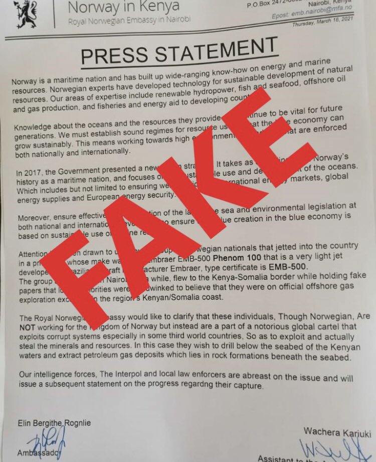 Pls note that  this “Press statement” circulating on social media is false and the signatures forged