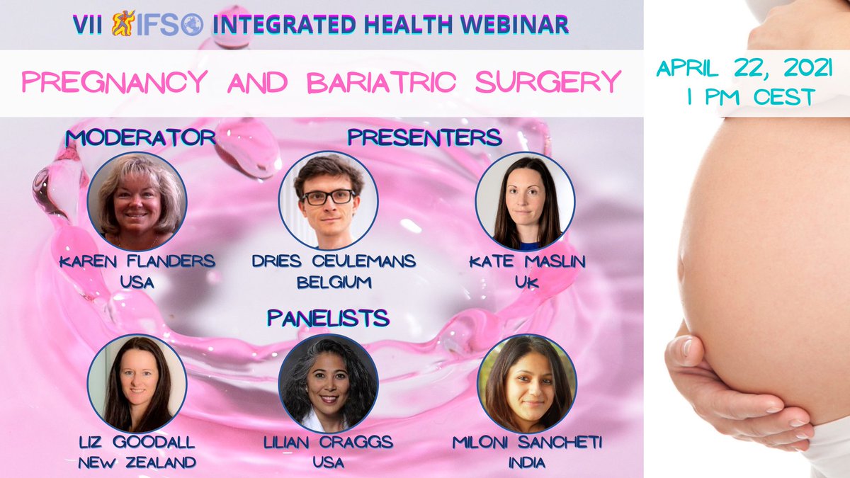 IfsoSecretariat's tweet photo. PREGNANCY AND BARIATRIC SURGERY 
APRIL 22, 1PM CEST

Dries Ceulemans:"The do’s and don’ts in caring for pregnancies after bariatric surgery"

Kate Maslin: "Nutritional aspects of pregnancy after bariatric surgery: Data from a UK cohort and research gaps"

https://t.co/ZDOc4SyV2P https://t.co/8ocoSk9pJZ