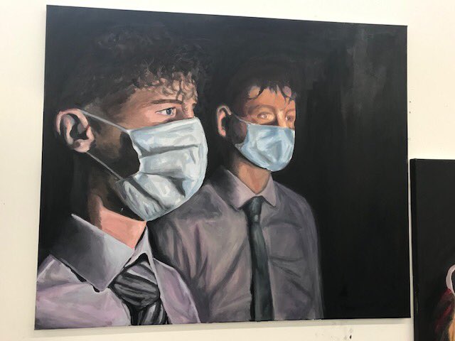 cranleighschool's tweet photo. Moving masked portraits by Sixth Form artist Emily H. 🎨 @MuddySchools @BSAboarding @SurreyLife https://t.co/RV4P7AaGAt