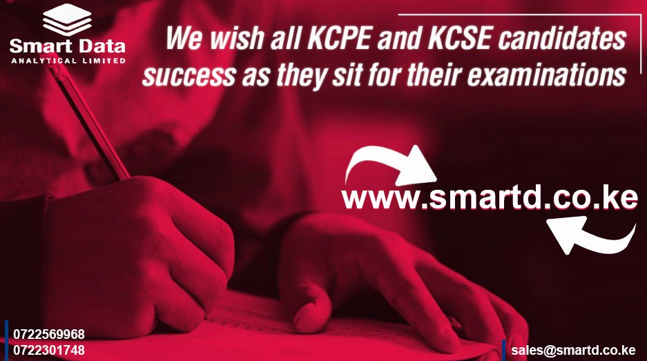 smartdata_ltd's tweet image. Smart Data Ltd sends their best wishes to all KCPE &amp;amp; KCSE Candidates as they sit for their end of year exams . Remember, you have the ability to do it just work hard and believe in yourself. Call/Text/ Whatsapp +254722569968/+254722301748
