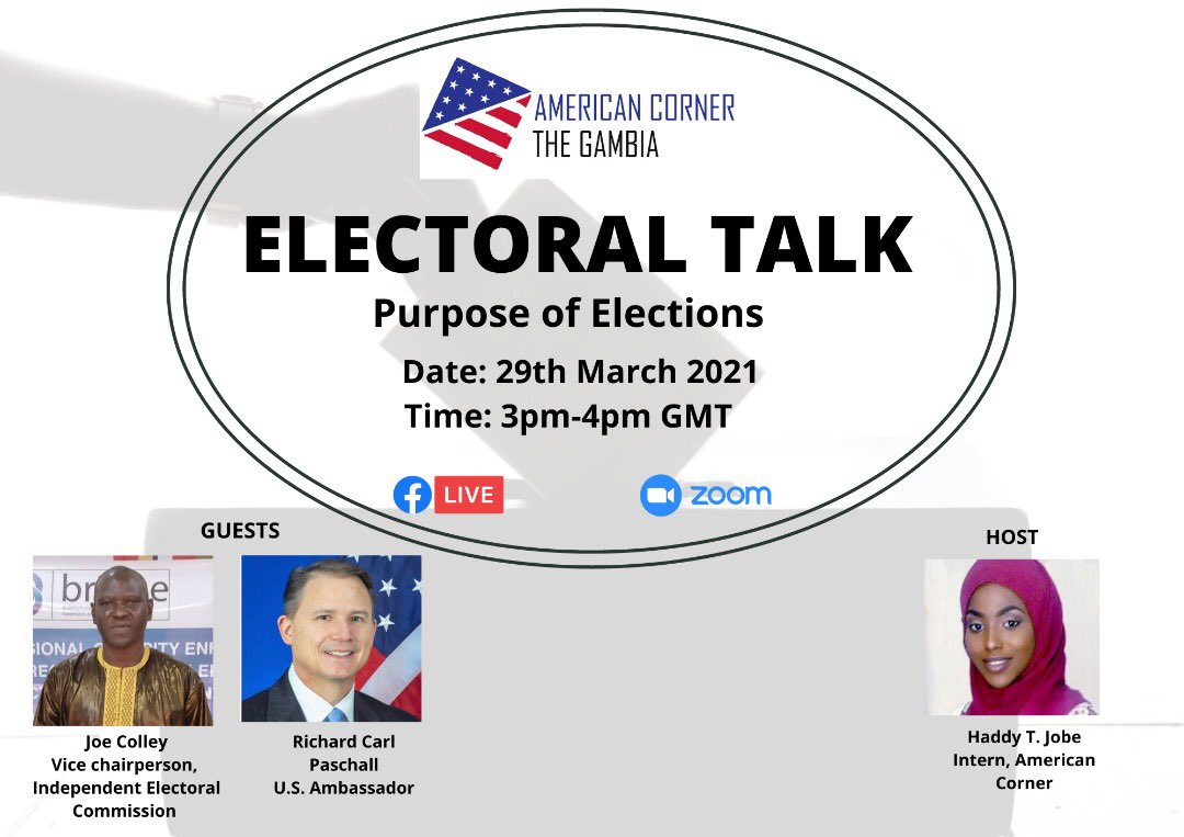 ACornerBanjul's tweet photo. The Electoral talk will be live-streamed monthly to sensitize the general public about the electoral process and their civic roles, rights and responsibilities. Join us and chime in! https://t.co/i3QKZVCm34