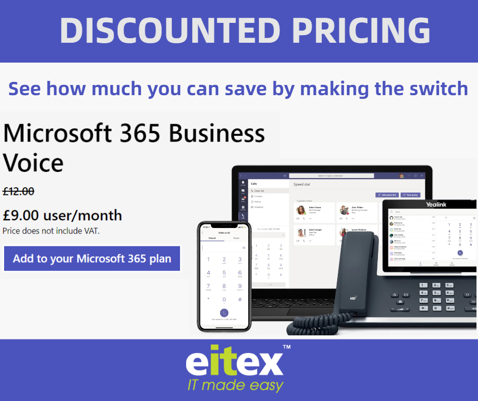 Microsoft Teams Voice special offer extended until the 30th of June!! Only £9 per person per month.

Why not give Microsoft Teams voice a try? We can set you up on a free trial for 30 days!

Please get in touch if you would like to find out more.
