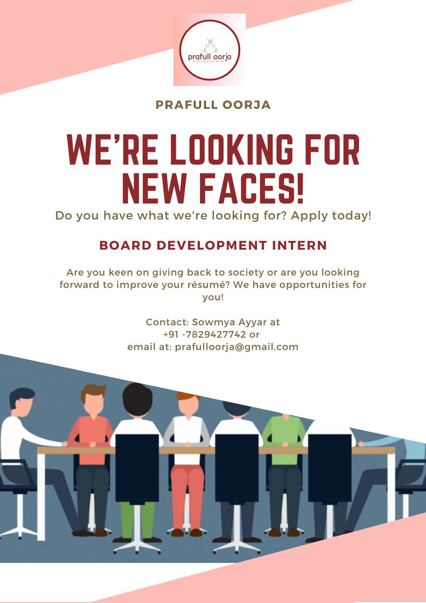 prafulloorja's tweet photo. We are pleased to let you know that we have openings for interns at Prafull Oorja! If you are interested in any of the following positions, APPLY NOW! 

To apply, contact Sowmya Ayyar at +91 - 7829427742 or send an email or prafulloorja@gmail.com https://t.co/a8ypFgfdH2