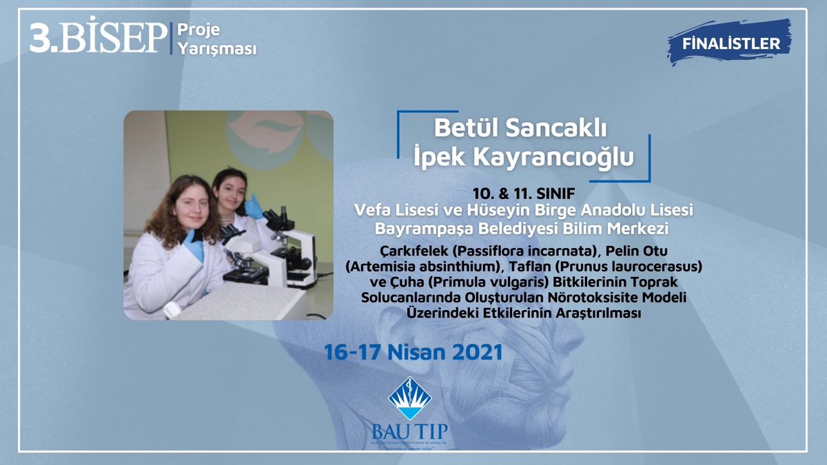BisepProje's tweet photo. BİSEP Proje Yarışması’nın finalistleri belli oldu! 

Çalışmalarını 16-17 Nisan 2021 tarihlerindeki BİSEP Proje Yarışması’nda jüri üyeleri ve izleyiciler karşısında sunacak olan Betül Sancaklı ve İpek Kayrancıoğlu'nu tebrik ediyor ve kendilerine başarılar diliyoruz. https://t.co/NspTzICcbH