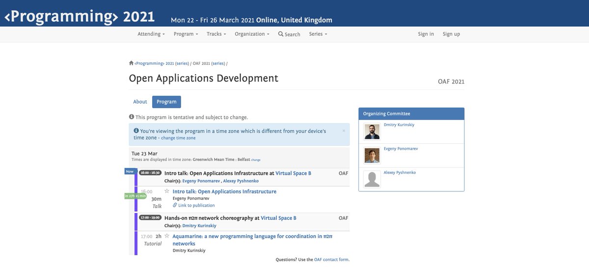 fluence_project's tweet image. Fluence is co-hosting a track at Programming2021 conference  @programmingconf. 
🗓️March 23, 16.00 GMT
✅ Intro talk: Open Applications Infrastructure
✅ Aquamarine: a new programming language for coordination in π2π networks
➡️2021.programming-conference.org/home/oaf-2021#…
#prog21