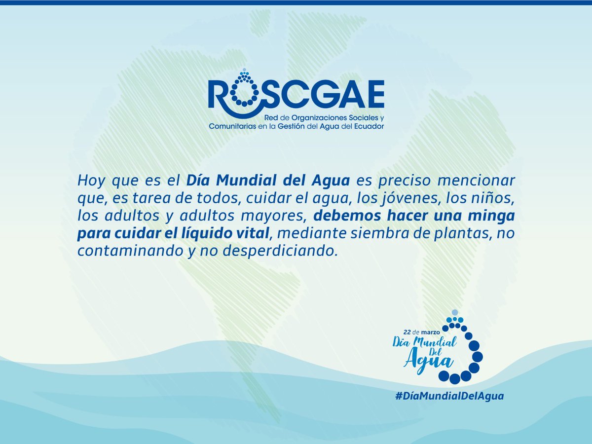 #DiaMundialDelAgua 
Cuidar el agua es tarea de todxs, pero el Estado debilita la institucionalidad del agua mediante la fusión 
<a href="/Ambiente_Ec/">ambiente_ec</a>, con eso evidencia, la poca importancia de realizar esta tarea. 
#GestionComunitariaDelAgua
#CuidemosElAgua
#DefendamosElAgua