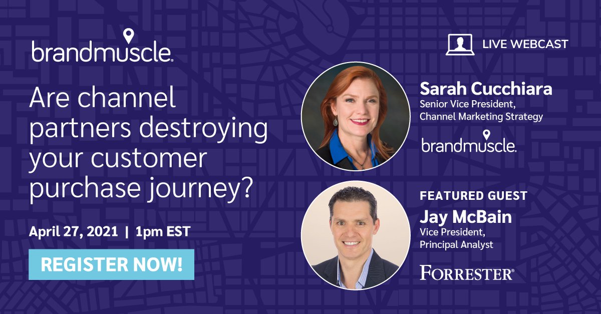 brandmuscle's tweet photo. Are channel partners destroying your customer journey? Join us for a live webcast on Tuesday April 27 at 1 p.m. ET to discover ways to empower your channel partners to support the customer journey and complete the final stages of the sales process. https://t.co/xpU6YK1v71 https://t.co/gCzcgZ6J2W