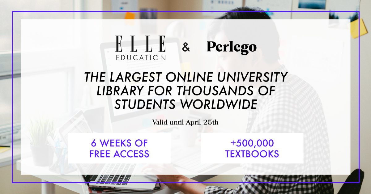 ELLE Education has partnered up with the biggest online university library <a href="/perlegobooks/">Perlego</a> to give our current and former diploma students 6 weeks of free access to more than 500,000 books!

#StudyWhereverWhenever