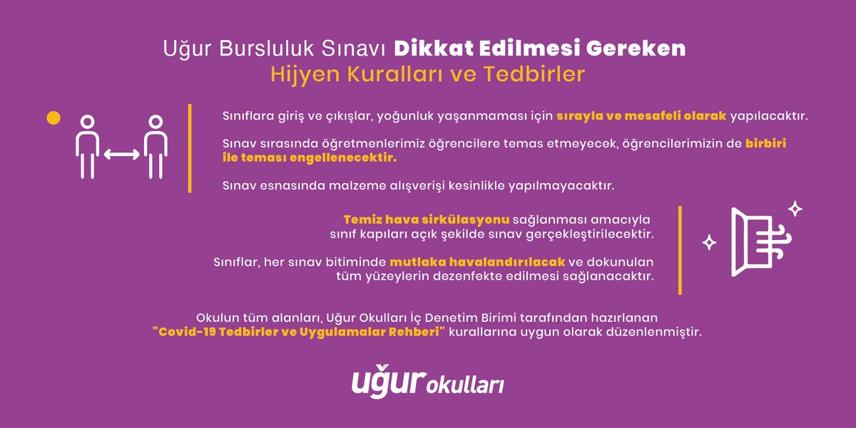 📣 Başarının ödüllendirileceği Uğur Bursluluk Sınavı, okullarımızda pandemi tedbirleri kapsamında düzenlenecek.

#UğurluGelecek