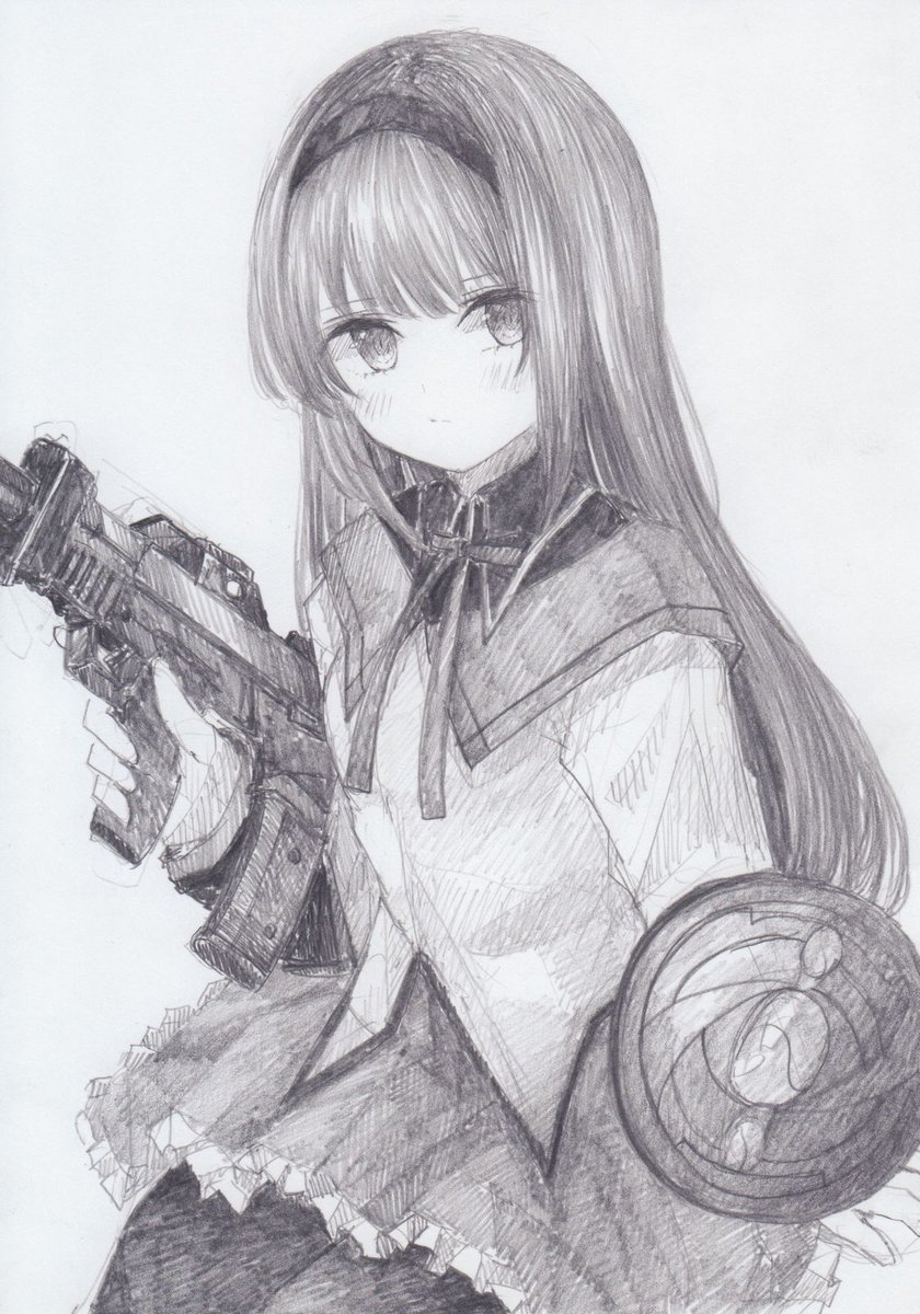 暁美ほむら 「シャーペンで描きました。
魔法少女まどか☆マギカより、暁美ほむらです
#魔法少女」|くろいうさぎのイラスト