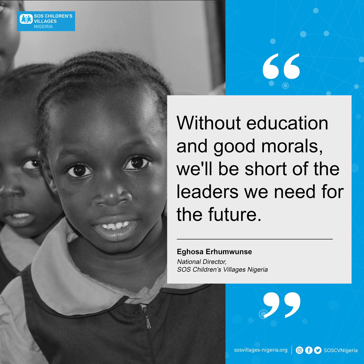 SOSCVNigeria's tweet photo. Education is a fundamental part of development in children. Without this, we are unable to shape our society for the future.
#Childsafeguarding
#Childdevlopment
#ISeeYou https://t.co/I6dunYCBXy