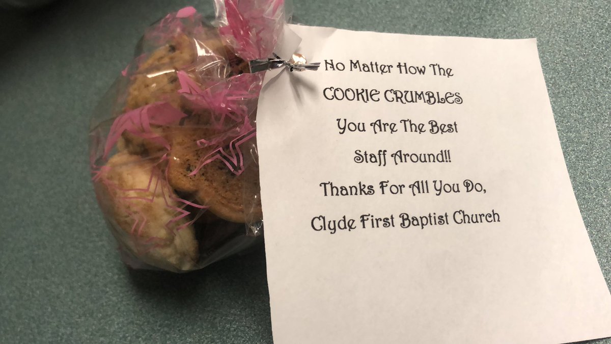 HCSclydees's tweet photo. THANK YOU to Clyde First Baptist for the delicious treats on this Monday Morning! #clydefamily https://t.co/D9aPS9Pg74