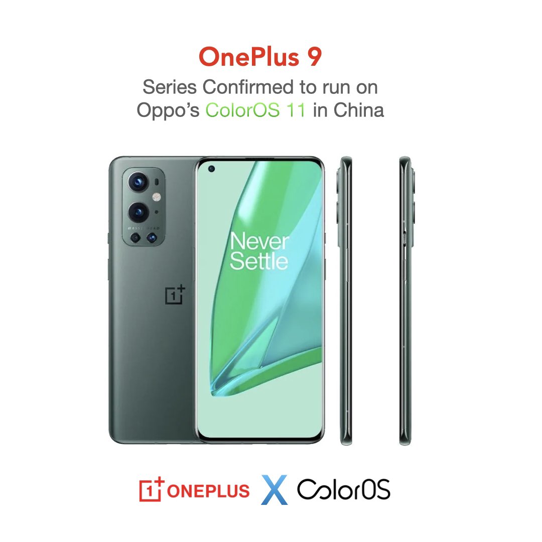 Manthan_Vasani's tweet photo. OnePlus 9 Series to arrive with ColorOS 11 in China. Global units will still be available with OxygenOS.

#OnePlus9 #OnePlus #OnePlusxHasselblad 
#ColorOS11 https://t.co/WDUpDqw78K