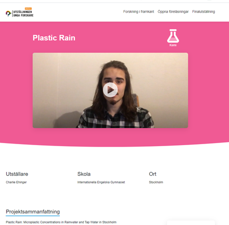 EhingerYvonne's tweet photo. Håll tummarna för Charlie i finalen i @ungaforskares tävling. Fingers crossed for Charlie, he is in the finals in the Young Scientific competition. #proudmom #ungaforskare #plasticrain https://t.co/KTfVYSpb27 https://t.co/wPQ7weVFs3