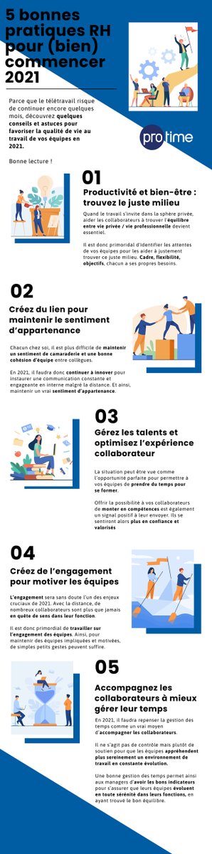 MyFinanceAgency's tweet photo. [5 BONNES PRATIQUES RH POUR 2021] ✅

Le #télétravail va sûrement continuer durant l'année 2021, voici quelques conseils et astuces pour favoriser la qualité de vie au travail de vos équipes ! 💡

#rh #recrutement https://t.co/eBAkFZbBDF