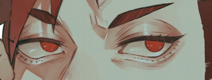 1boy red eyes solo male focus eye focus close-up thick eyebrows  illustration images