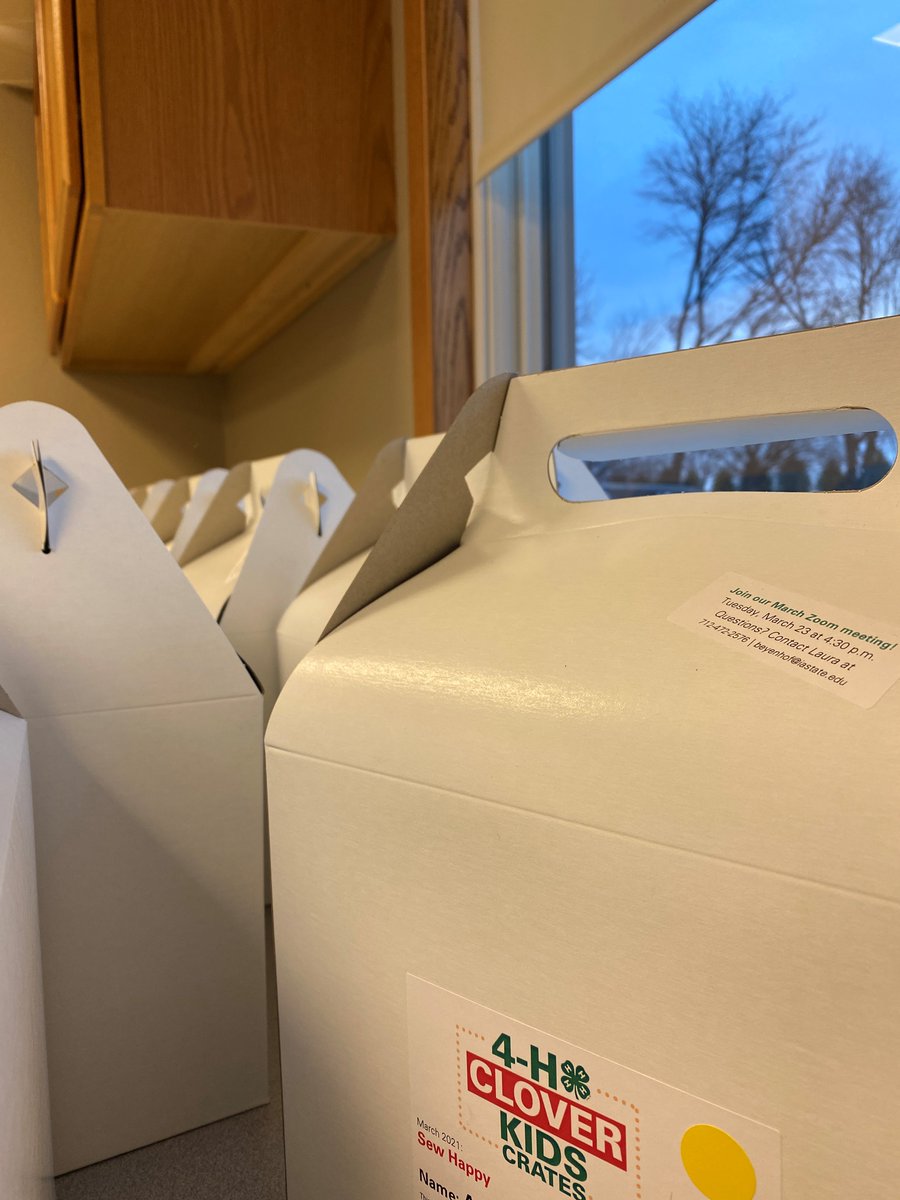 ISUExtLyon's tweet photo. Reminder to Clover Kids Crate participants - please pick up March boxes! Clover Kids will "sew" not want to miss out on this one!
🧵🧶😄
The monthly Clover Kids Zoom is Tuesday, March 23 at 4:30 p.m. Contact Laura (beyenhof@iastate.edu, 712-472-2576) for details. https://t.co/CTYpnmlyk7