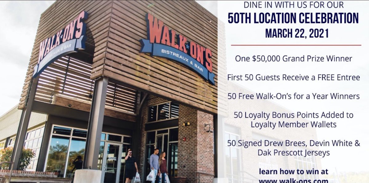 BLWalkOn's tweet photo. Big milestone today for our @walk_ons family... Opening our 50th location!   #GameOn #JustGettinStarted https://t.co/Uw2rICPk0s